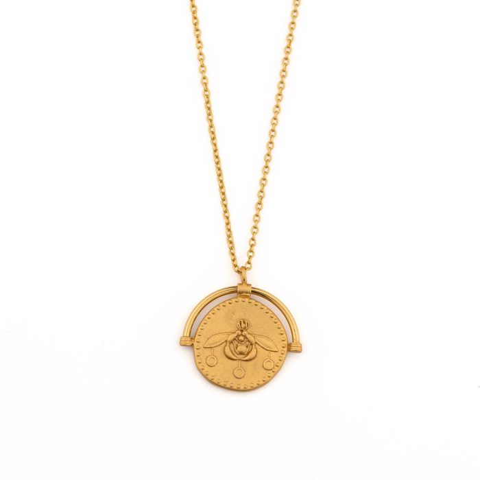 Minoan Bee Necklace 925 Sterling Silver Gold Plated - Image 1