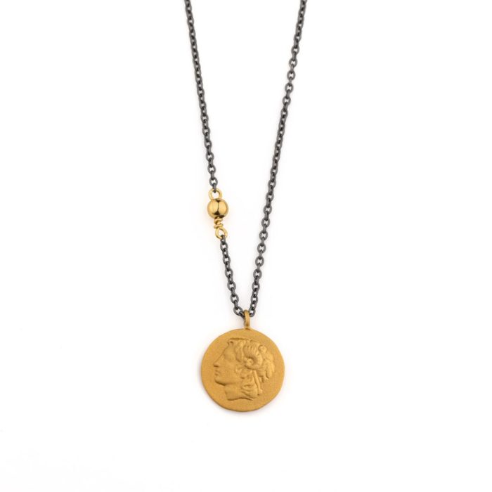 Alexander the Great Necklace in 925 Sterling Silver Oxidized and Gold Plated - Image 1