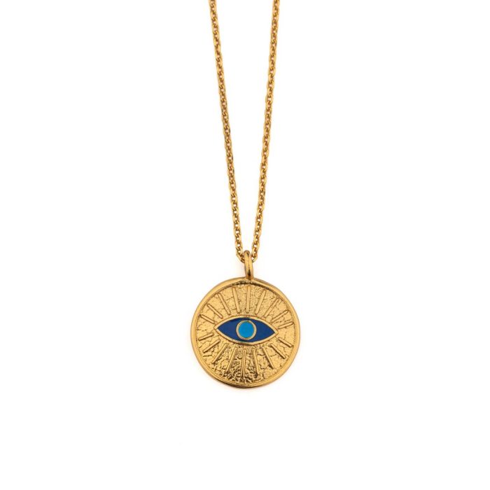 Evil Eye Charm Necklace – 925 Sterling Silver Gold Plated - Image 1