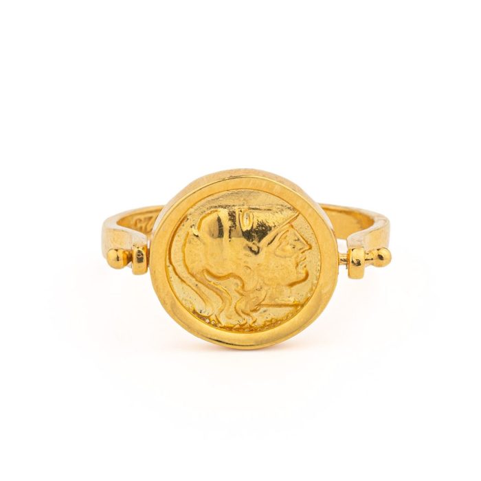 Athena Chalinitis Swivel Flip Coin Ring – Sterling Silver and Gold Plated - Image 1