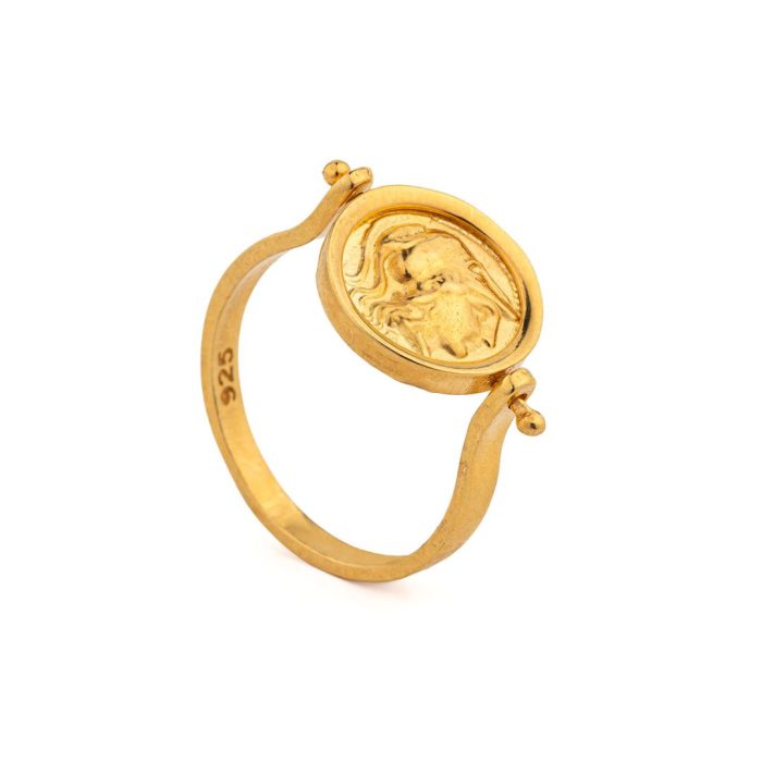 Athena Chalinitis Swivel Flip Coin Ring – Sterling Silver and Gold Plated - Image 2