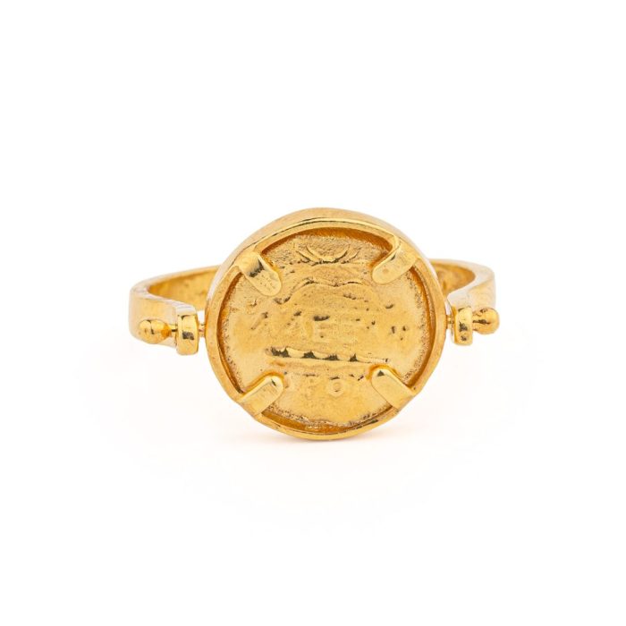 Athena Chalinitis Swivel Flip Coin Ring – Sterling Silver and Gold Plated - Image 3