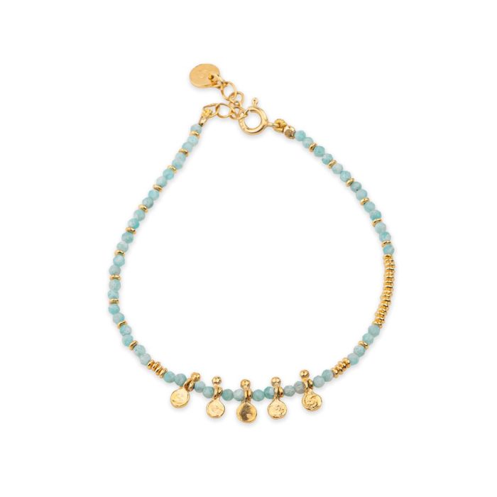 Amazonite Bracelet in 925 Sterling Silver and Gold Plated - Image 1