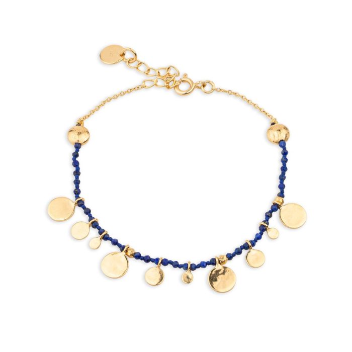Lapis Lazuli Bracelet with Circles in 925 Sterling Silver and Gold Plated - Image 1