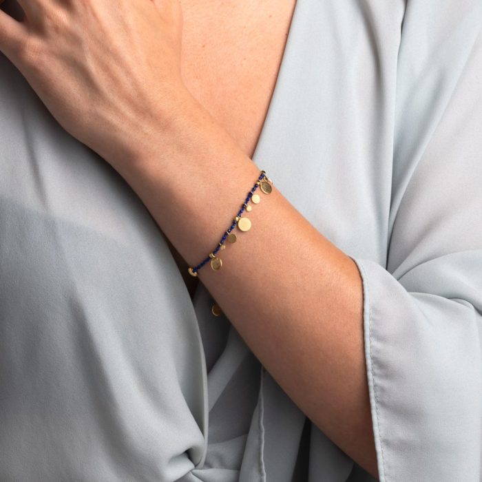 Lapis Lazuli Bracelet with Circles in 925 Sterling Silver and Gold Plated - Image 2