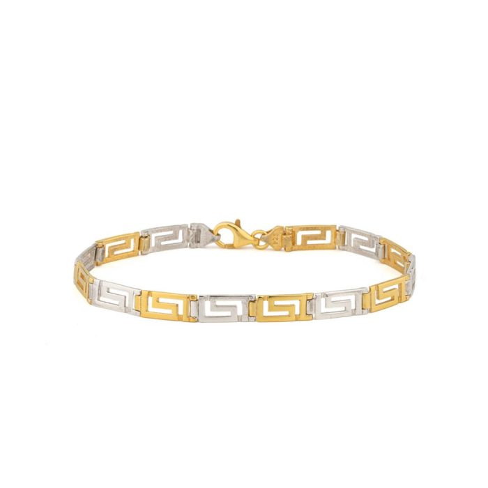 Two Tone Greek Key Bracelet in 925 Sterling Silver - Image 1