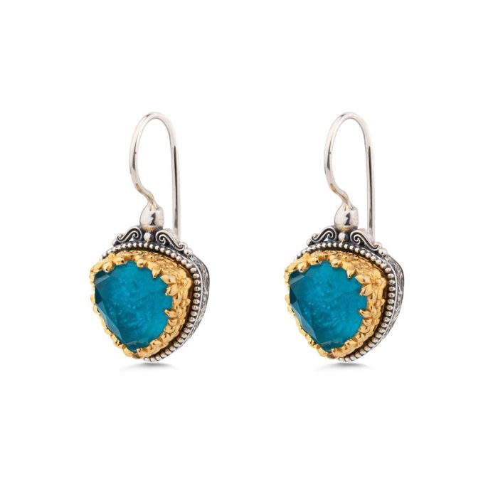 Gerochristo - Iris Triangle Earrings in 925 Sterling Silver with Pariba Doublet Stone - Image 1