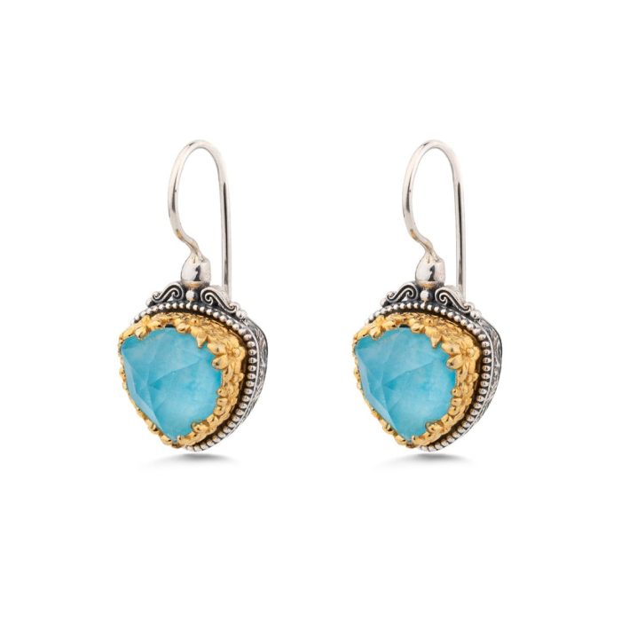 Gerochristo - Iris Triangle Earrings in 925 Sterling Silver with Turquoise Stone - Image 1