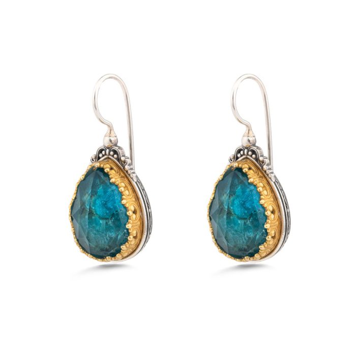 Gerochristo - Iris Teardrop Earrings in 925 Sterling Silver with Apatite Stone - Image 1