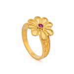 Byzantine Flower Ring in 925 Sterling Silver Gold-Plated with Zircon - Image 3