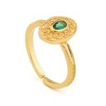 Byzantine Oval Ring in 925 Sterling Silver Gold-Plated with Oval Zircon - Image 5