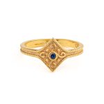 Byzantine Rhombus Ring in 925 Sterling Silver Gold-Plated with Zircon