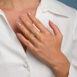 Byzantine Rhombus Ring in 925 Sterling Silver Gold-Plated with Zircon - Image 2