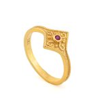Byzantine Rhombus Ring in 925 Sterling Silver Gold-Plated with Zircon - Image 5