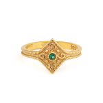 Byzantine Rhombus Ring in 925 Sterling Silver Gold-Plated with Zircon - Image 6
