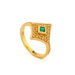 Byzantine Rhombus Ring in 925 Sterling Silver Gold-Plated with Zircon - Image 3