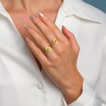 Byzantine Oval Ring in 925 Sterling Silver Gold-Plated with Round Zircon - Image 2