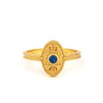 Byzantine Oval Ring in 925 Sterling Silver Gold-Plated with Round Zircon - Image 4