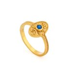 Byzantine Oval Ring in 925 Sterling Silver Gold-Plated with Round Zircon - Image 5