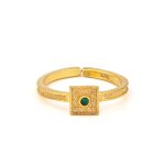 Byzantine Square Ring in 925 Sterling Silver Gold Plated with Round Zircon - Image 4