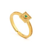 Byzantine Square Ring in 925 Sterling Silver Gold Plated with Round Zircon - Image 5